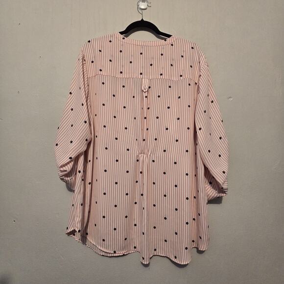Torrid Floral Stripe Georgette Top Blouse Womens 3X Pink Popover Boho Cottage - Picture 8 of 10